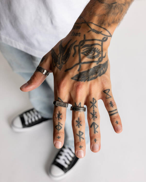 REPUBLIK Gun Metal 3 Pack Rings for Mens