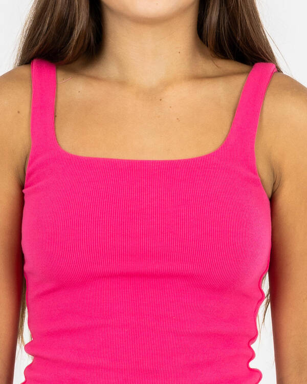 Mooloola Girls' Basic Square Neck Rib Tank Top for Womens