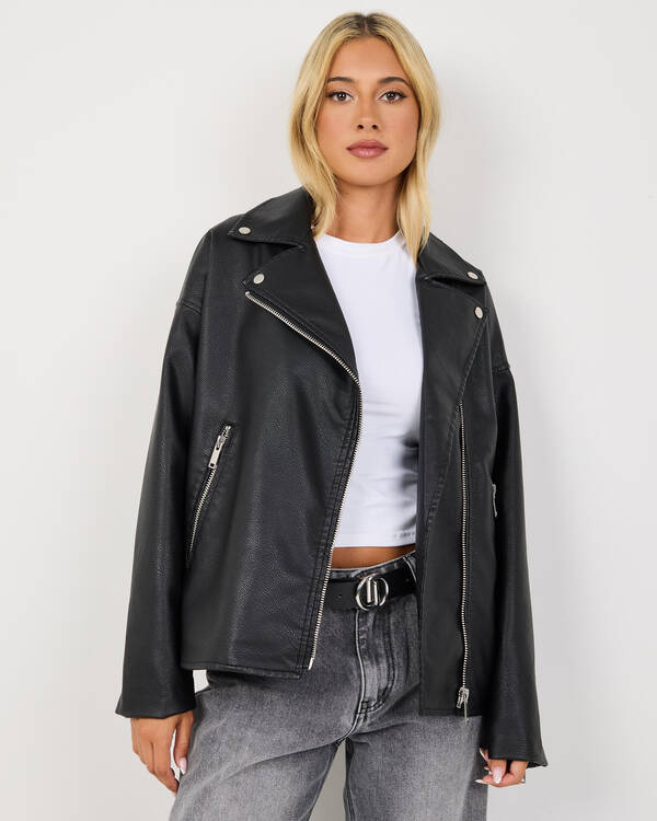 Ava And Ever Drifter Faux Leather Biker Jacket for Womens