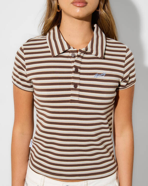Rusty Peta Stripe Polo Baby Tee for Womens