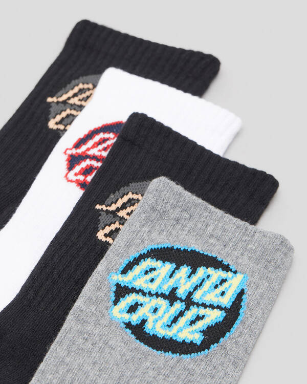 Santa Cruz Boys' Other Dot Crew Socks 4 Pack for Mens