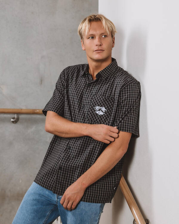Rip Curl Liquid Trips Check Short Sleeve Shirt for Mens