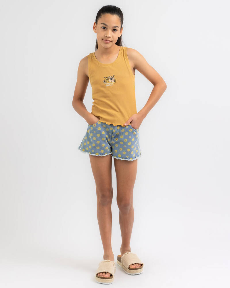 Rusty Girl's Daisy Kick Flare Denim Shorts for Womens