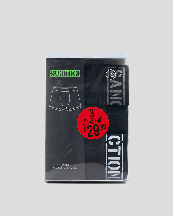 Sanction Boys' Elemental Fitted Boxer Shorts 3 Pack for Mens