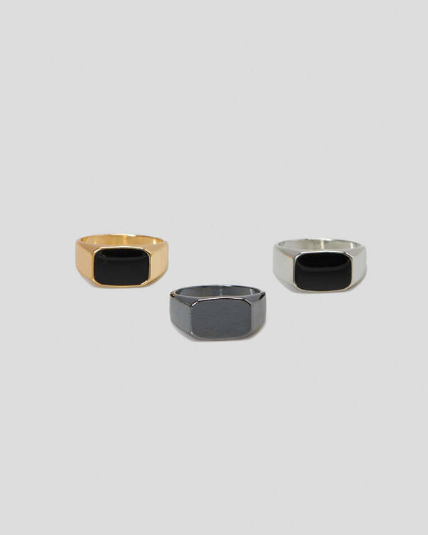 REPUBLIK 3 Pack Blackstone Ring for Mens