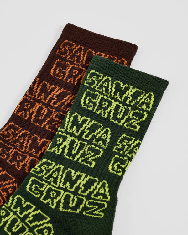 Santa Cruz Boys' Multi Cruz Stack Repeat Crew Socks 2 Pack for Mens