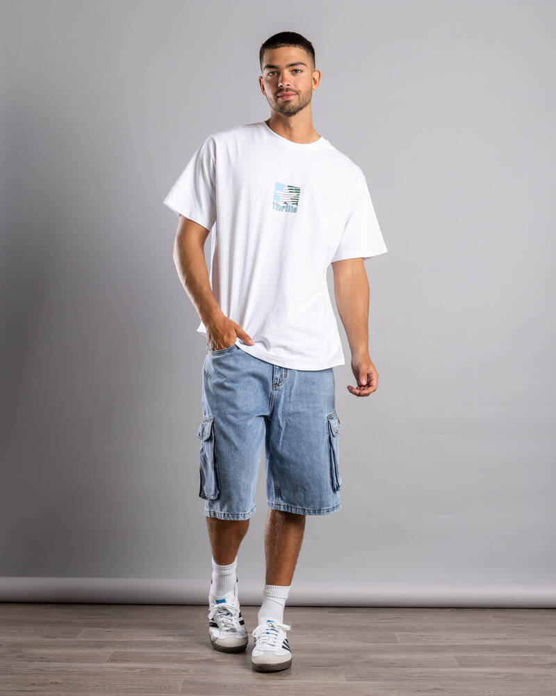 Thrills Big Slacker Denim Cargo Shorts for Mens