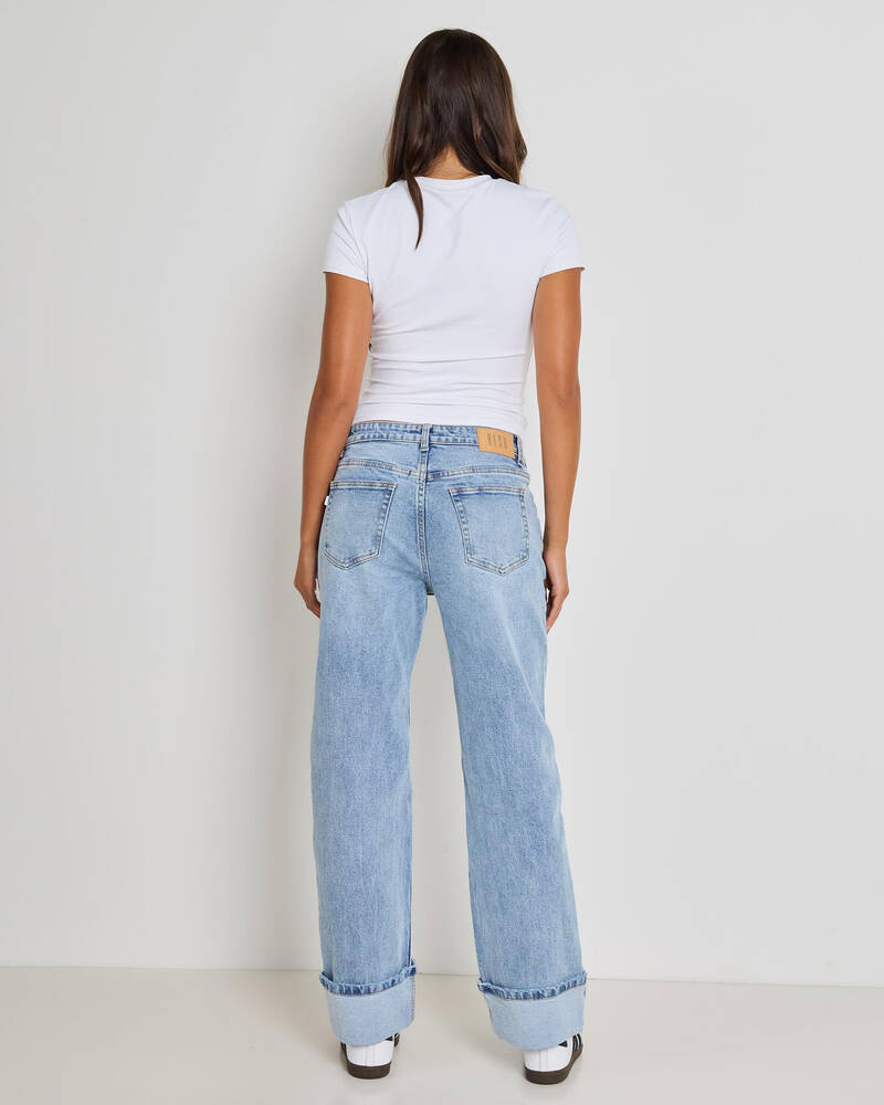 DESU Turn Up Wide Leg Jeans for Womens