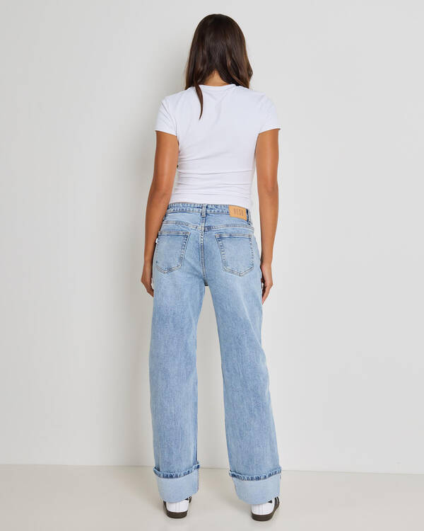 DESU Turn Up Wide Leg Jeans for Womens