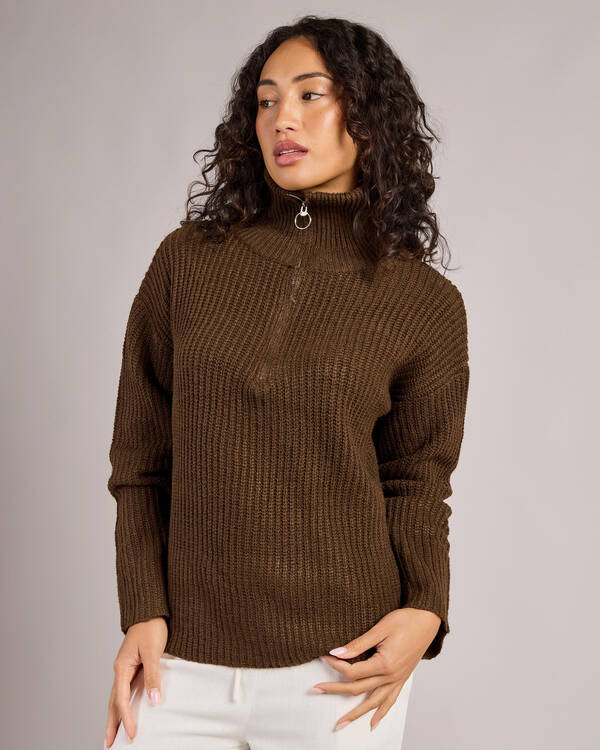 Pink Diamond Payton Half Zip Knit Jumper for Womens