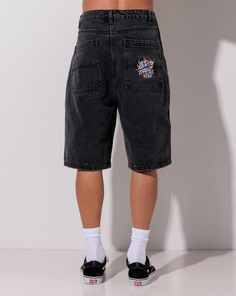 Santa Cruz Flaming Dice Dot Jean Shorts for Mens