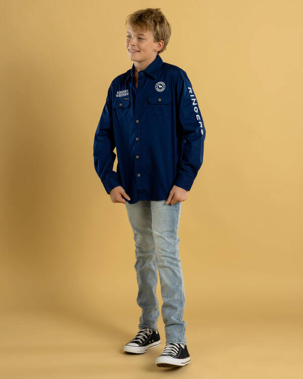 Ringers Western Boys' Jackaroo Full Button Work Long Sleeve Shirt for Mens