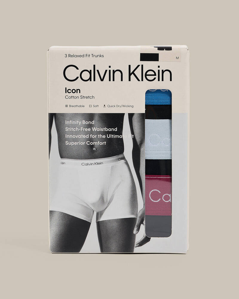 Calvin Klein Icon Cotton Stretch Relaxed Fit Trunk 3 Pack for Mens