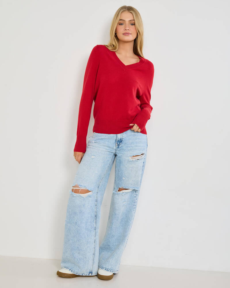 Mooloola Lydia V Neck Knit Jumper for Womens