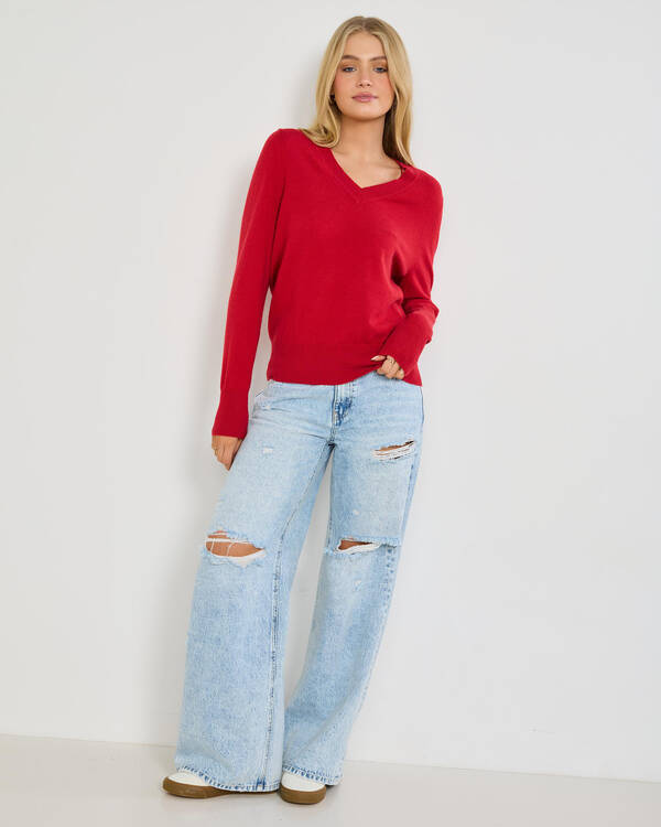 Mooloola Lydia V Neck Knit Jumper for Womens