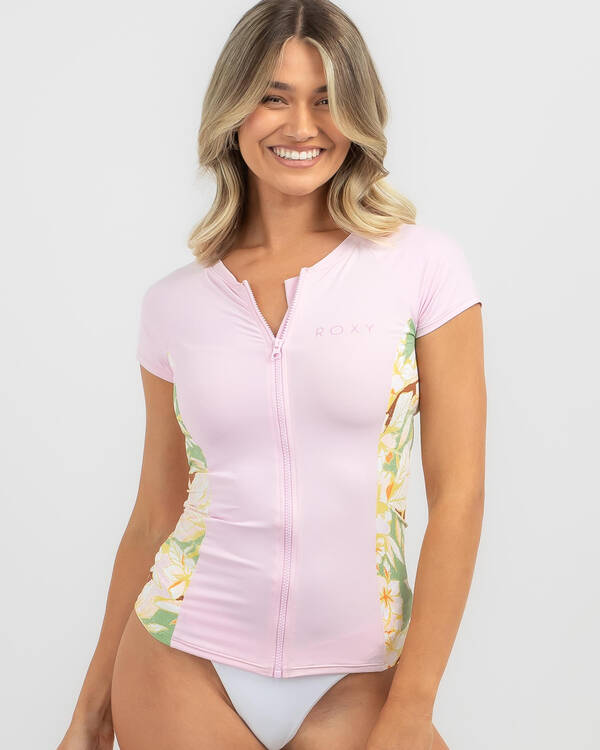 Roxy Cap Sleeve Full Zip Lycra Rash Vest for Womens