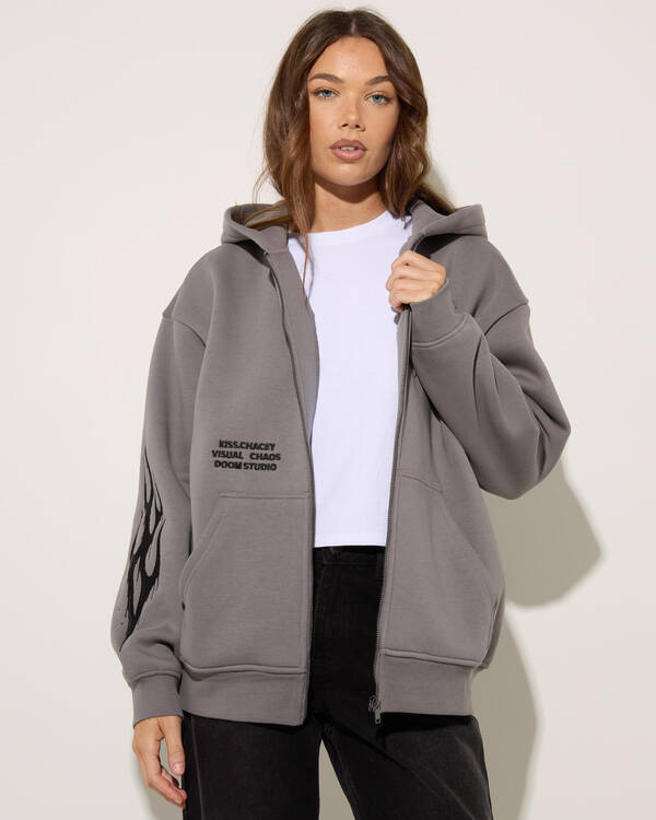 Kiss Chacey Blaze Relaxed Zip Through Hoodie for Womens