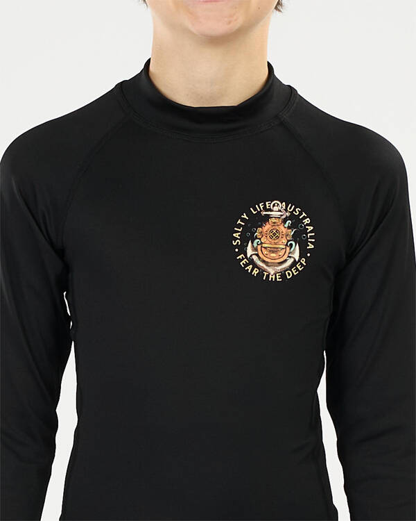 Salty Life Boys' Fear The Deep Long Sleeve Rash Vest for Mens