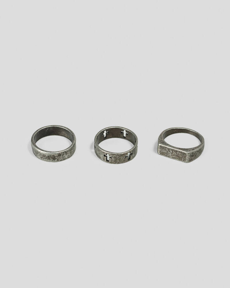 REPUBLIK Gun Metal 3 Pack Rings for Mens