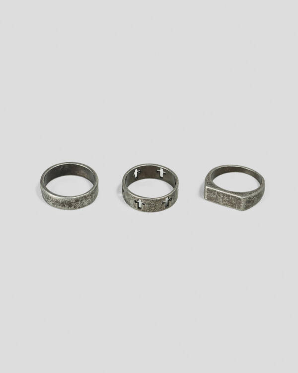 REPUBLIK Gun Metal 3 Pack Rings for Mens