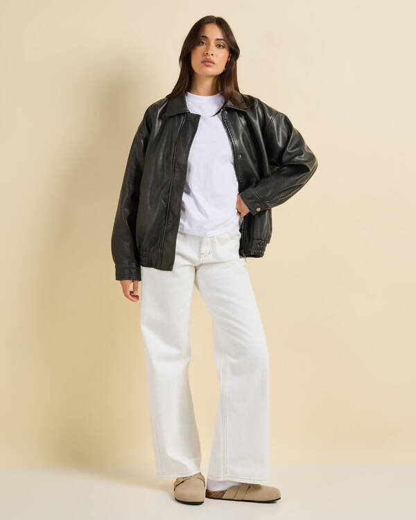 Ava And Ever Maverick Faux Leather Bomber Jacket for Womens