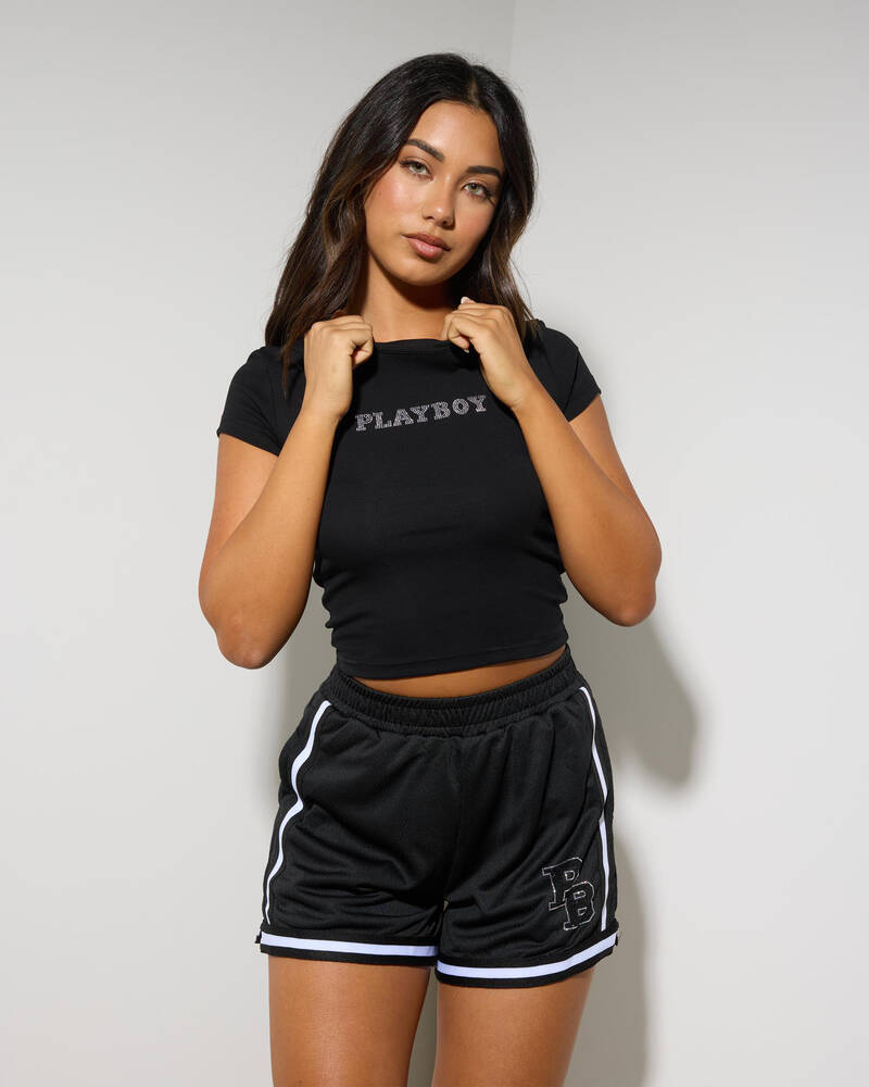 Playboy Diamante` Baby Tee for Womens