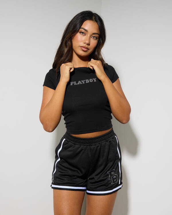 Playboy Diamante` Baby Tee for Womens