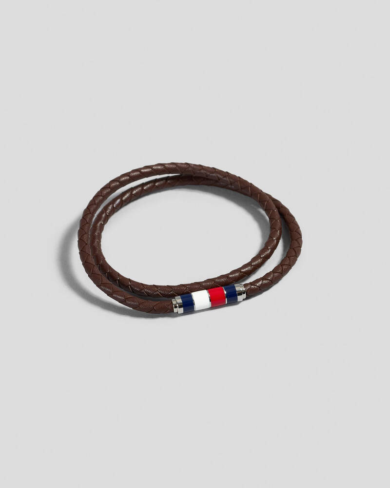 Tommy Hilfiger Leather Wrap Bracelet for Mens