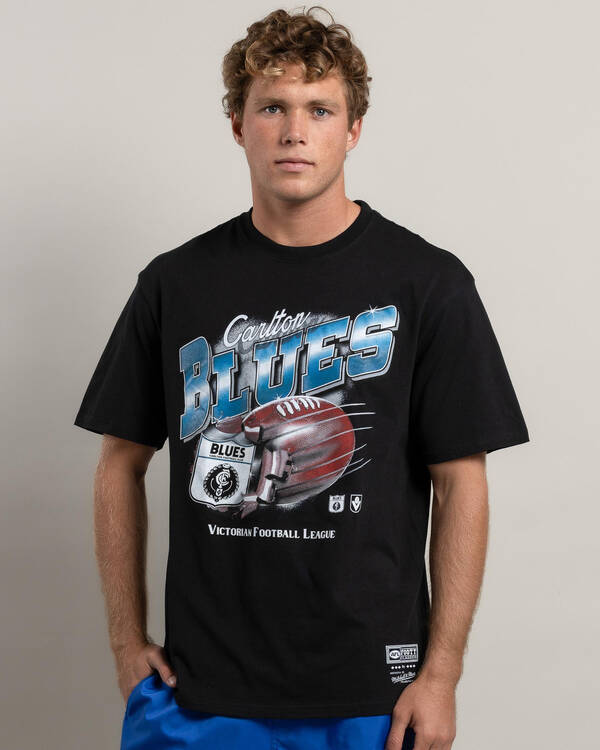 Mitchell & Ness Carlton Blues AFL Exploding Ball T-Shirt for Mens