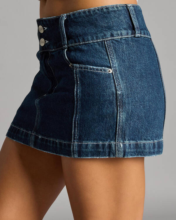 Worship Supplies Cute But Psycho Micro Denim Skirt for Womens