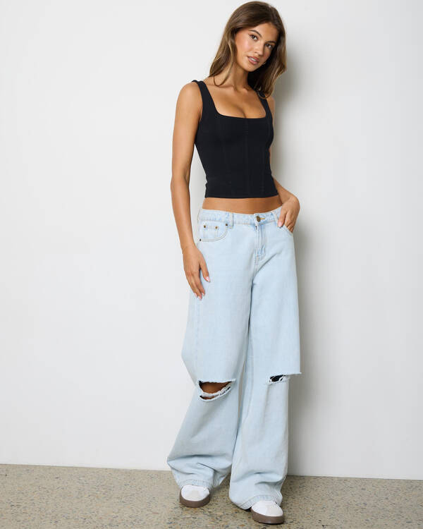 Mooloola Basic Square Neck Knit Tank Top for Womens