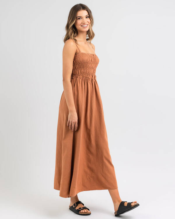 Rhythm Classic Shirred Midi Dress for Womens