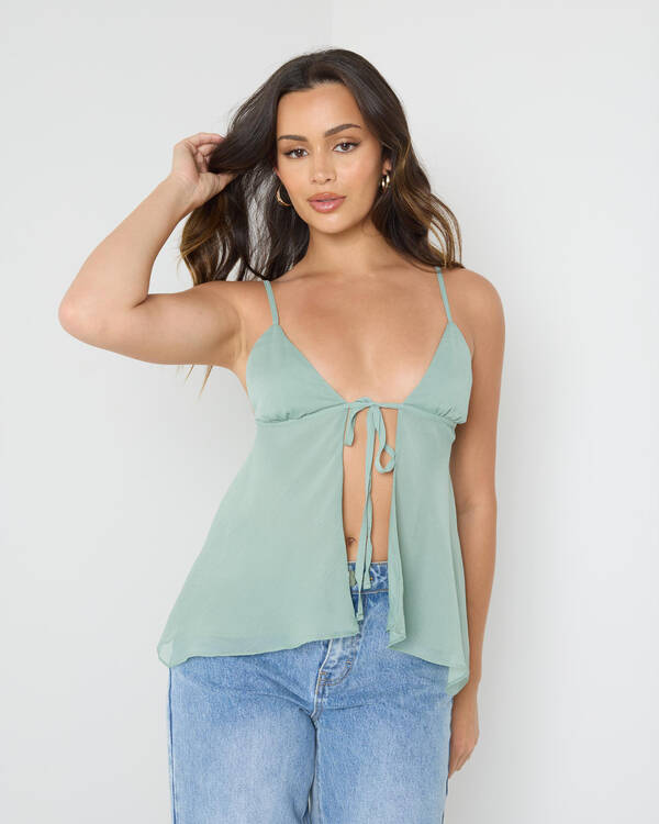Ava And Ever Maree Tie Front Top for Womens
