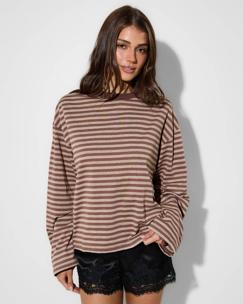 Mooloola Janet Striped Long Sleeve Top for Womens