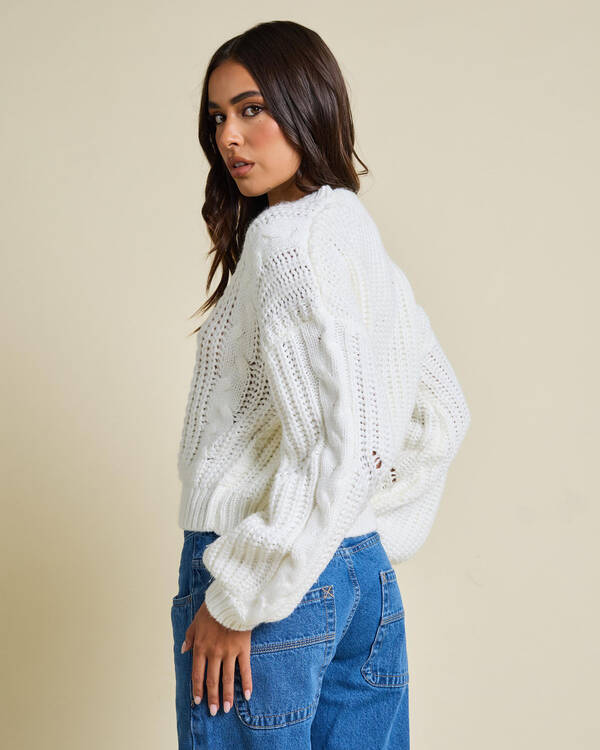 Rusty Folktale Crop Chunky Knit Sweater for Womens