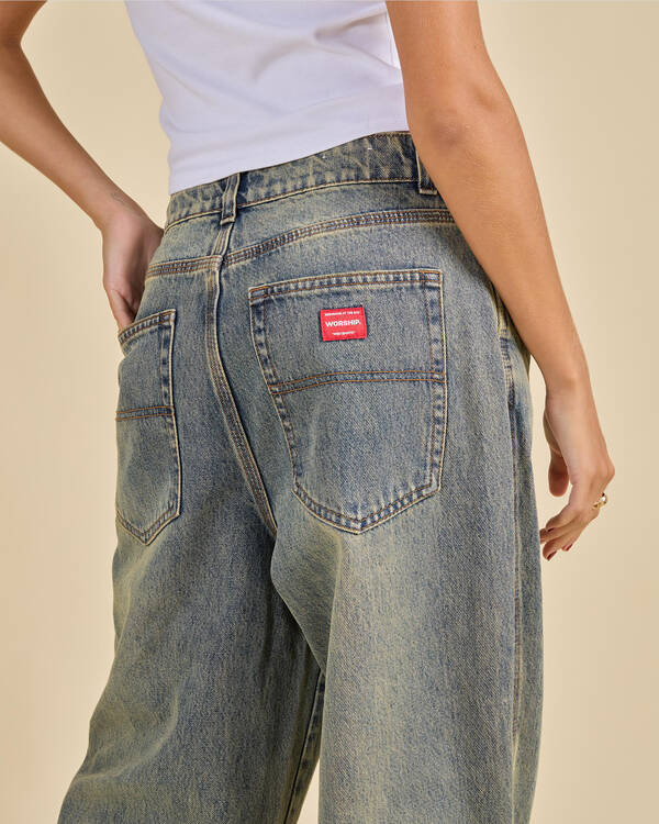 Worship Supplies Messenger Bag Baggy Split Jeans for Womens