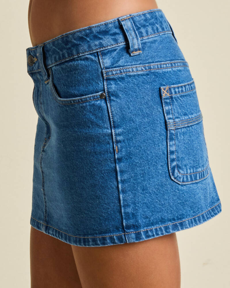 Rusty Mavericks Low Rise Denim Mini Skirt for Womens