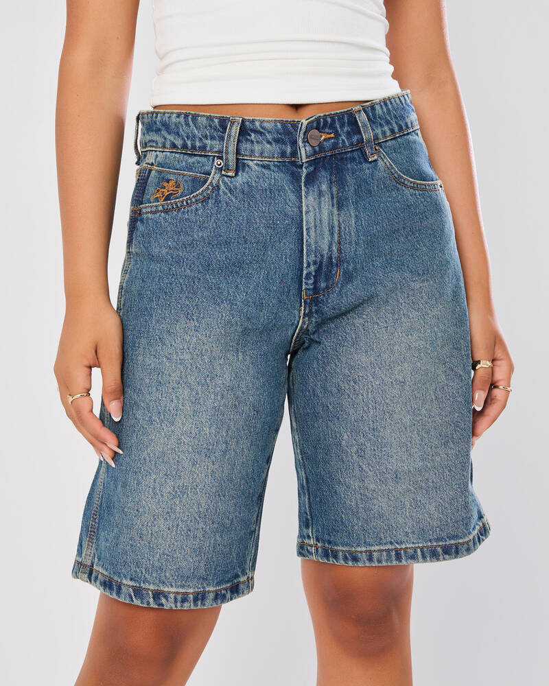 Worship Supplies Try Again Sloucher Denim Shorts for Womens