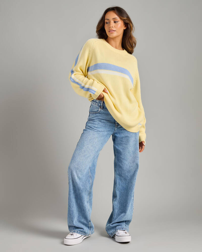Rusty White Lines Crew Neck Knit Jumper for Womens