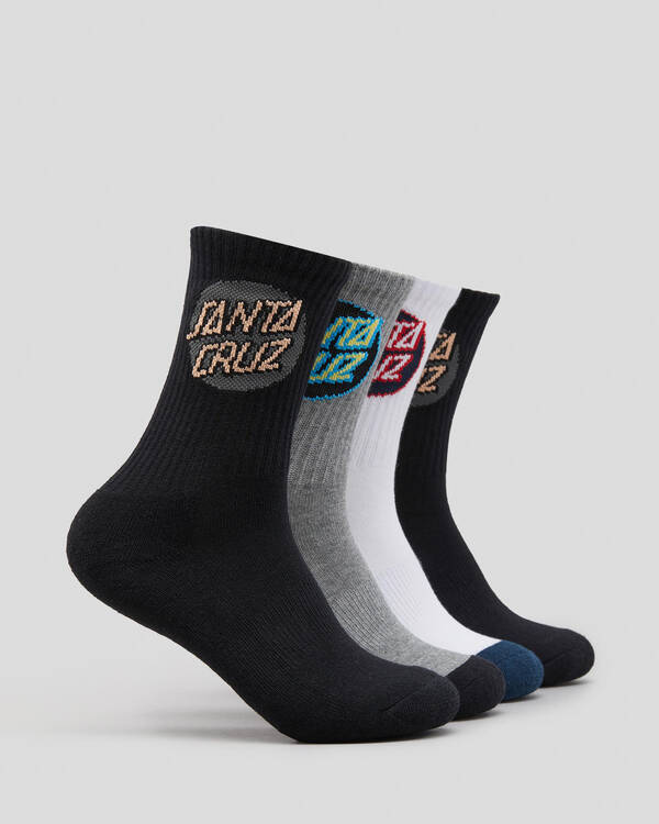 Santa Cruz Boys' Other Dot Crew Socks 4 Pack for Mens