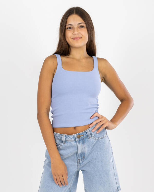 Mooloola Girls' Basic Square Neck Rib Tank Top for Womens