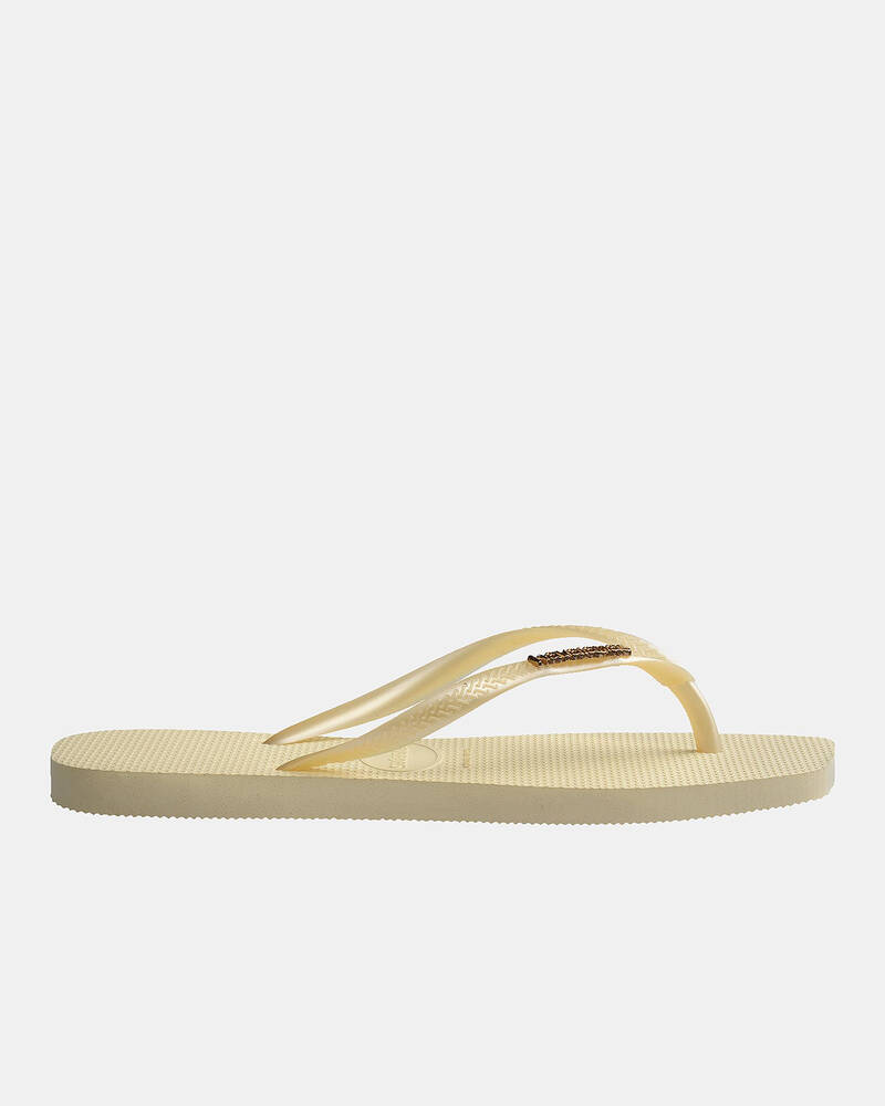 Havaianas Slim Square Metal Logo Thongs for Womens