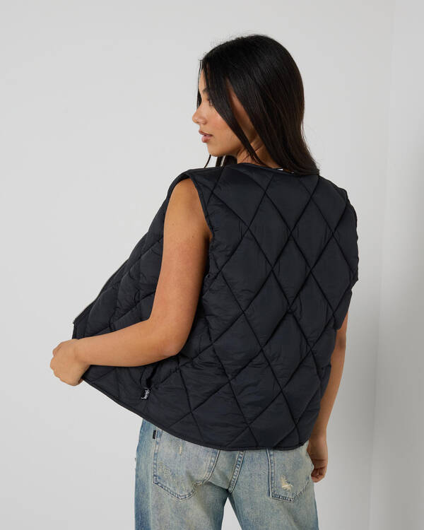 Stussy Stock Logo Reversible Quilted Vest for Womens