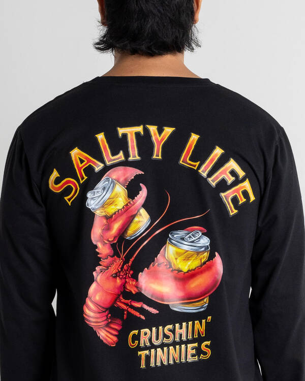 Salty Life Crushin Tinnies Long Sleeve Wetshirt for Mens