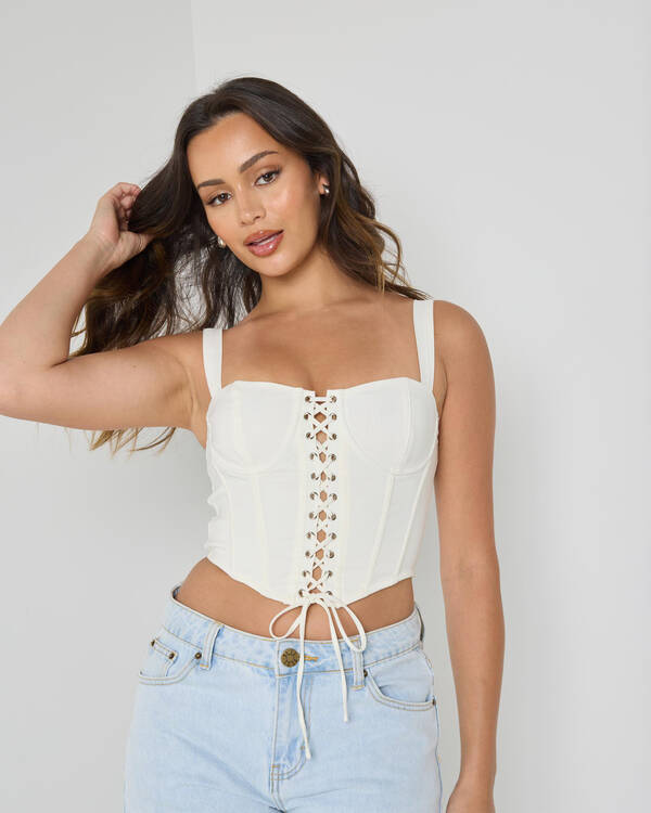 Ava And Ever Dolly Lace Up Top for Womens