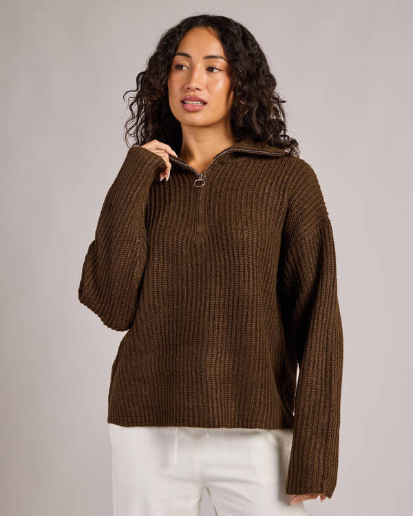 Pink Diamond Payton Half Zip Knit Jumper for Womens