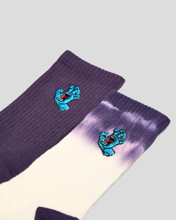 Santa Cruz Boys' Screaming Hand Crew Socks 2 Pack for Unisex