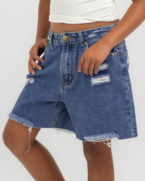 DESU Girls' Maeve Boyfriend Denim Shorts for Womens