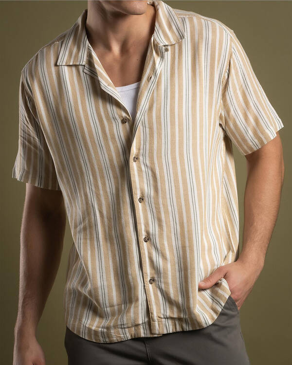 RVCA Beat Stripe Short Sleeve Shirt for Mens