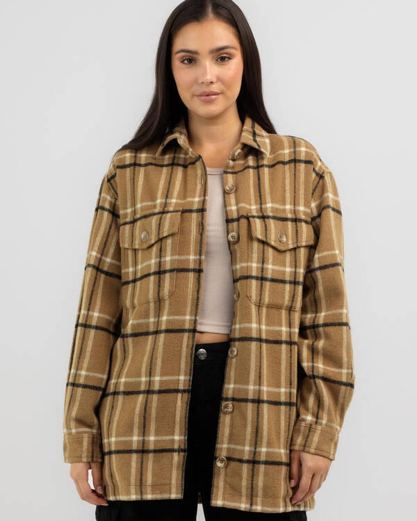 Rhythm Long Check Shacket for Womens